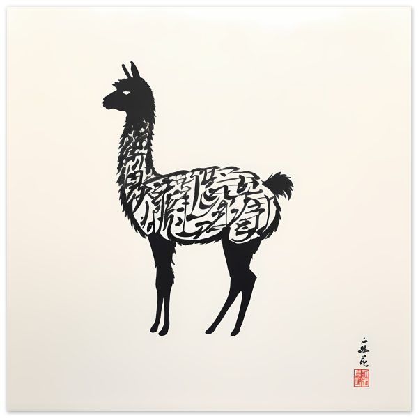 Unveiling Cultural Fusion: The Llama Calligraphy Print 9