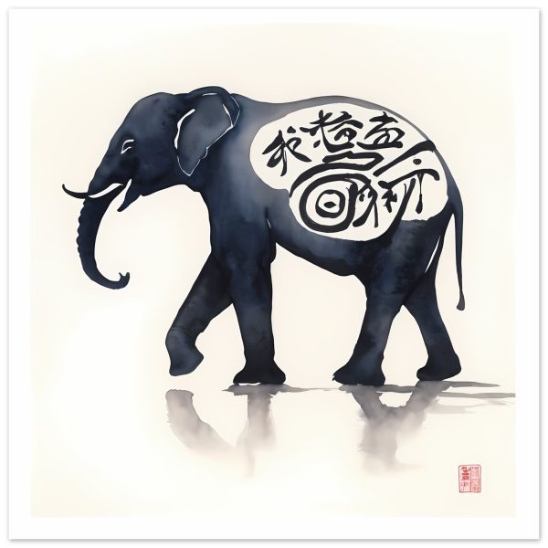 Eternal Serenity: The Enigmatic Black Zen Elephant Print 16