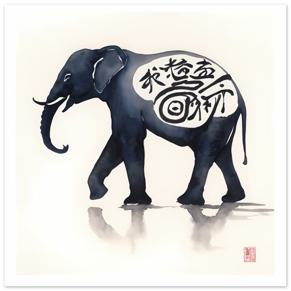 Eternal Serenity: The Enigmatic Black Zen Elephant Print 19