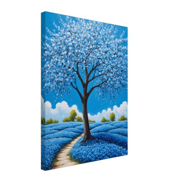 Blue Blossom Tree in a Field of Flowers 8