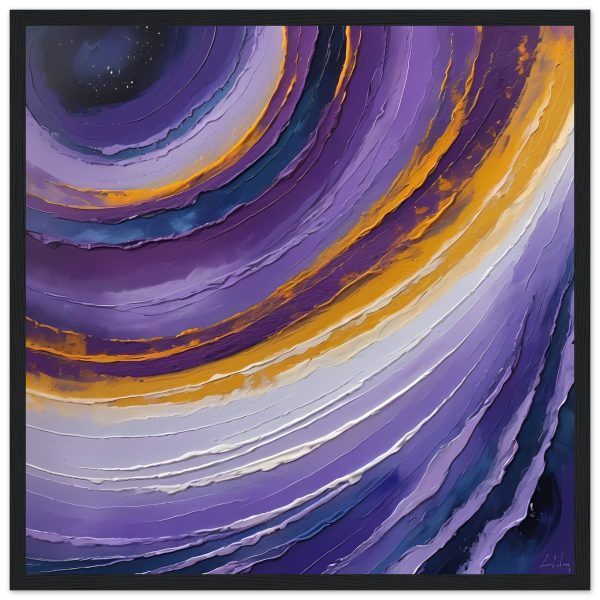 Ethereal Harmony: Swirling Purple Framed Zen Art