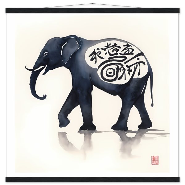 Eternal Serenity: The Enigmatic Black Zen Elephant Print 5