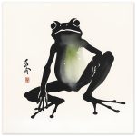 A Playful Symphony Unveiled in the Zen Frog Watercolor Print