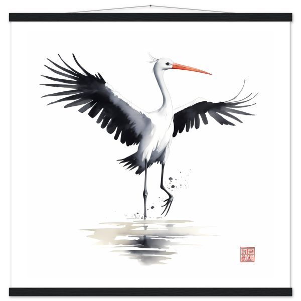 Captivating Flight: A Symphony of Elegance in a Crane Print 13