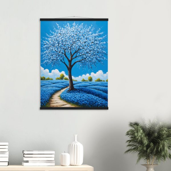 Blue Blossom Tree in a Field of Flowers 13