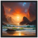 Tranquil Coastal Sunset Wooden Framed Art 6
