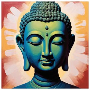 The Blue and Green Buddha Head Canvas