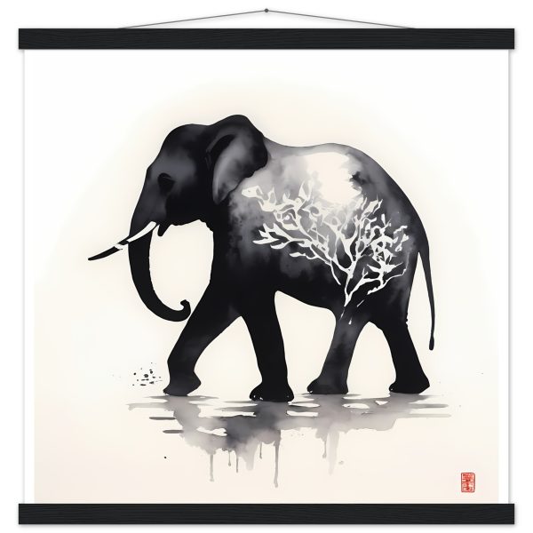 The Enchanting Black Elephant with White Tree Print 9