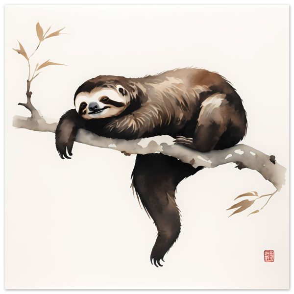 Embrace Peace with the Minimalist Zen Sloth Print 10