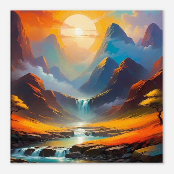 Zen Harmony: Colorful Waterfall Canvas Art
