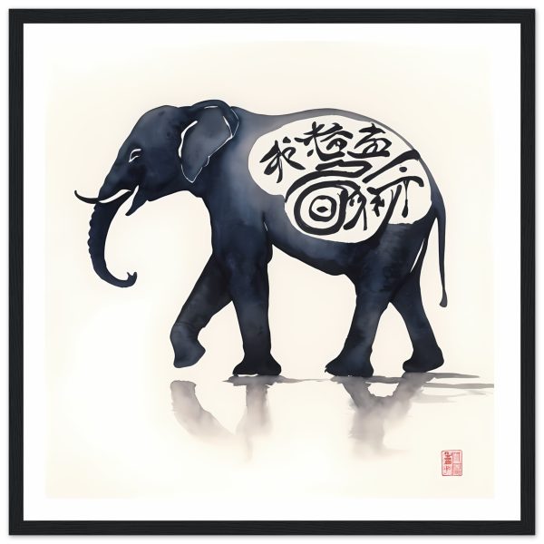 Eternal Serenity: The Enigmatic Black Zen Elephant Print 14