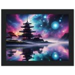 Mystic Fusion: Wooden Framed Poster of a Lake Temple 6