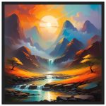 Vibrant Zen Waterfall Escape – Framed Poster 4