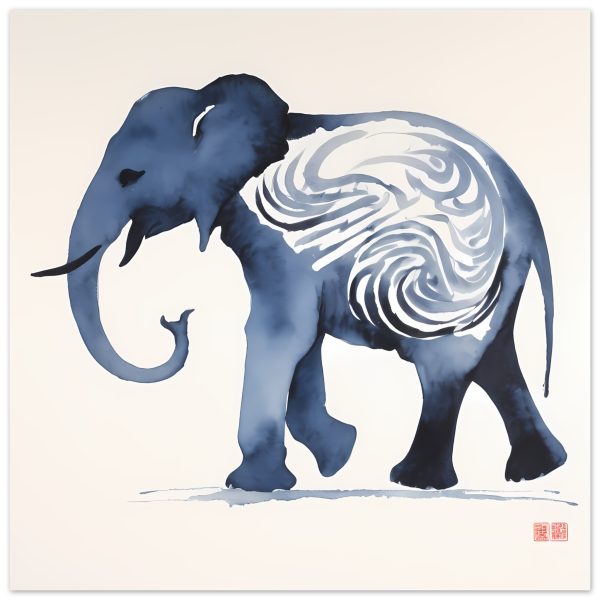 The Enigmatic Blue Zen Elephant Print 7