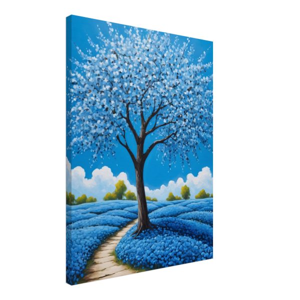 Blue Blossom Tree in a Field of Flowers 3