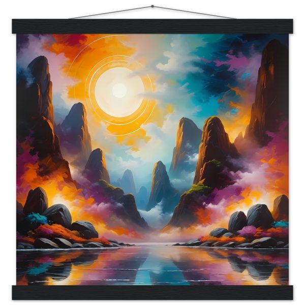 Radiant Mountain Sunset Poster with Hanger