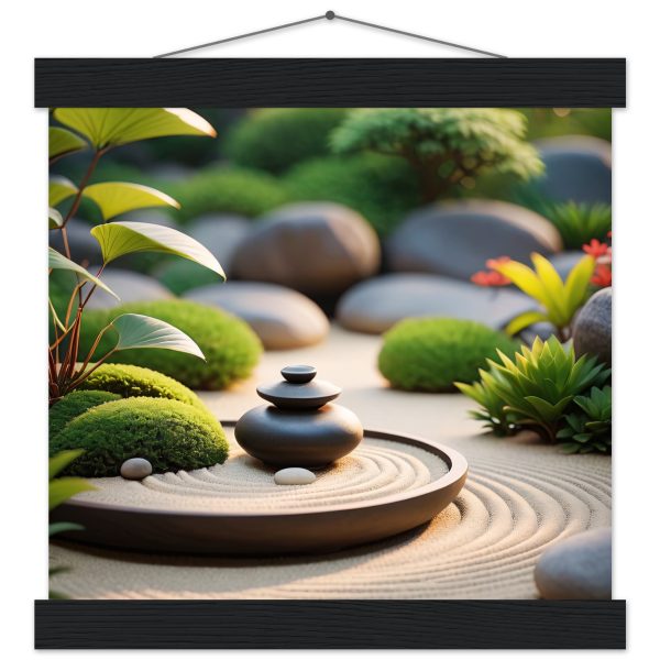 Zen Garden Tranquility: Vintage Poster with Hanger 2