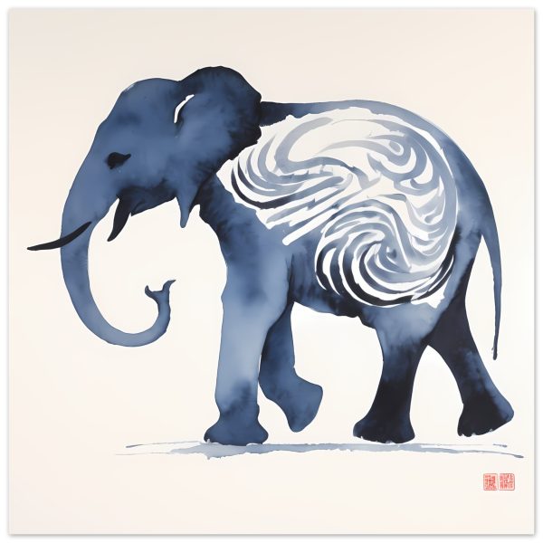 The Enigmatic Blue Zen Elephant Print 2