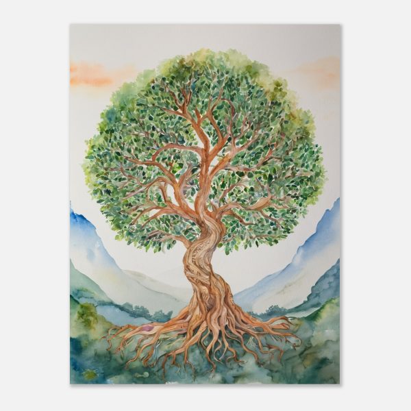 Tranquil Tree in Watercolour Wall Art 3