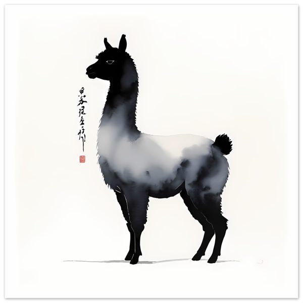 Embodied Elegance: The Llama in Chinese Ink Wash Splendor