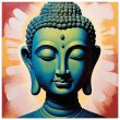 The Blue and Green Buddha Head Canvas 22