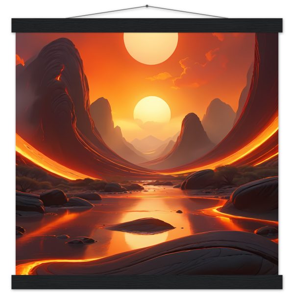 Fiery Zen Elegance – Red Sunset Poster with Hanger 2