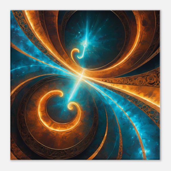 Eternal Tranquility: Golden Swirls on Canvas