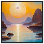 Tranquil Rocky Sunset Framed Artwork for Zen Enthusiasts 5