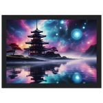 Mystic Fusion: Wooden Framed Poster of a Lake Temple 8