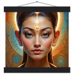 Sapphire-Eyed Enchantress: Mystical Art Poster with Hanger 8