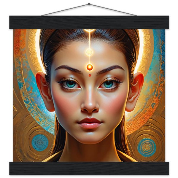 Sapphire-Eyed Enchantress: Mystical Art Poster with Hanger 4