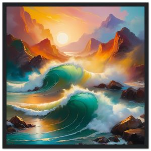 Harmonious Coastal Waves: Premium Matte Framed Poster