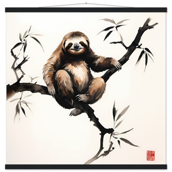 The Harmony of Zen Sloth in Japanese Ink Wash 13