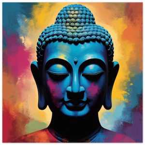Zen Spectrum: Vibrant Buddha Head Canvas Harmony