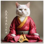Zen Cat in Red Robes Wall art