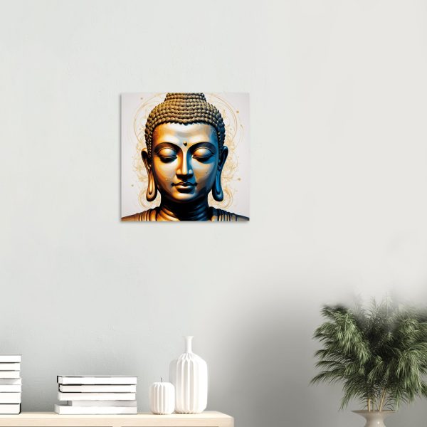 Golden Tranquility: Buddha Head Canvas Elegance 10