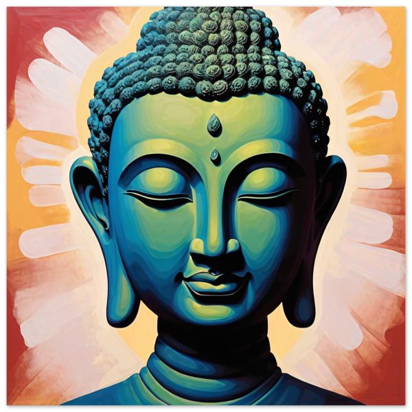 The Blue and Green Buddha Head Canvas 16