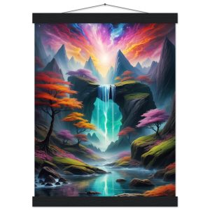 Ethereal Cascades: Zen Harmony Poster with Hanger