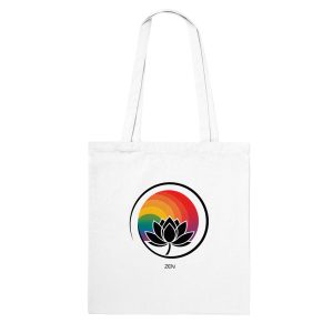 Zen Lotus Rainbow: Expressive and Colorful Tote Bag