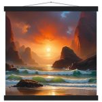 Radiant Coastal Sunset Poster with Hanger Set 6