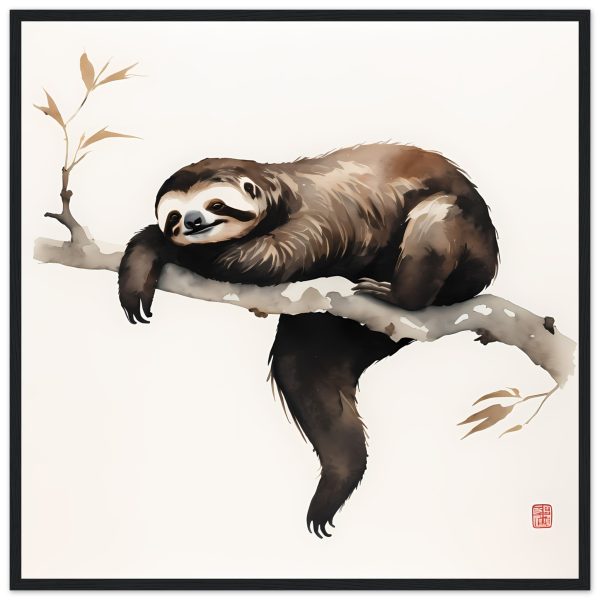 Embrace Peace with the Minimalist Zen Sloth Print 6