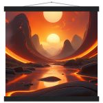 Fiery Zen Elegance – Red Sunset Poster with Hanger 5