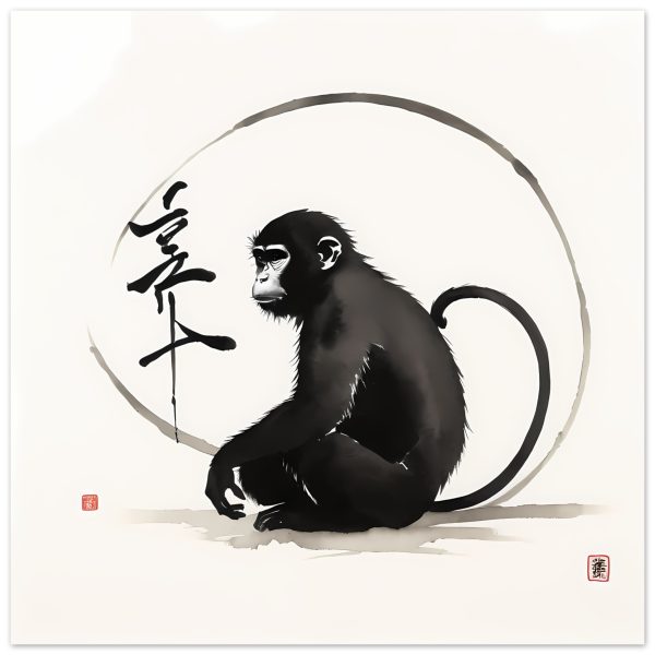 Tranquil Harmony: A Enchanting Zen Monkey Print 13