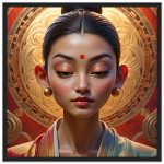 Elegant Mystique: Framed Zen Portrait in Golden Mandala