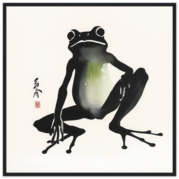 A Playful Symphony Unveiled in the Zen Frog Watercolor Print 4