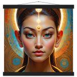 Sapphire-Eyed Enchantress: Mystical Art Poster with Hanger 5
