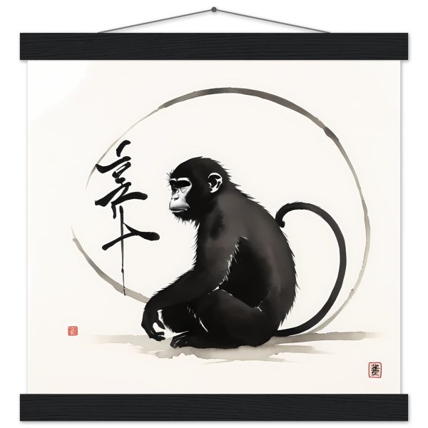 Tranquil Harmony: A Enchanting Zen Monkey Print 9