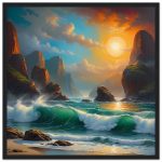 Tranquil Ocean Sunrise – Framed Zen Art