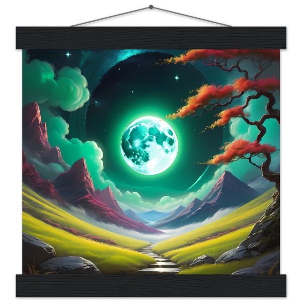 Enchanted Journey: Green Moon Over Zen Valley Poster 4
