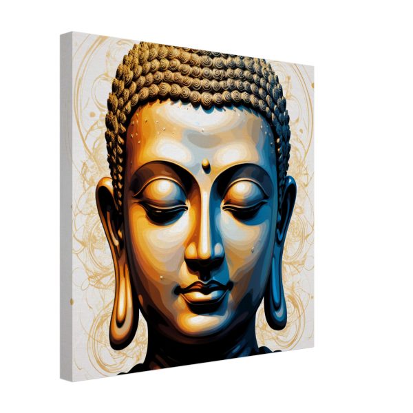 Golden Tranquility: Buddha Head Canvas Elegance 17